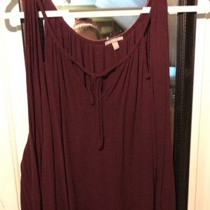 Purple long sleeve cut out shoulder top